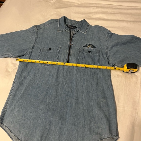 Vintage Polo Sportsman 1/4 Zip Light Denim Shirt - Picture 8 of 9